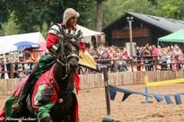 Nahaufnahme: Ritter auf schwarzem Pferd